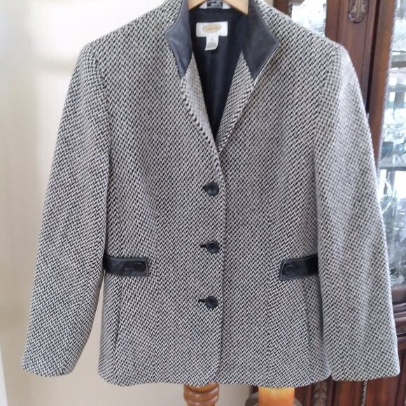Elegant Jacket, Talbots Petites, Leather Trim, Size - 8 - Picture 1 of 5
